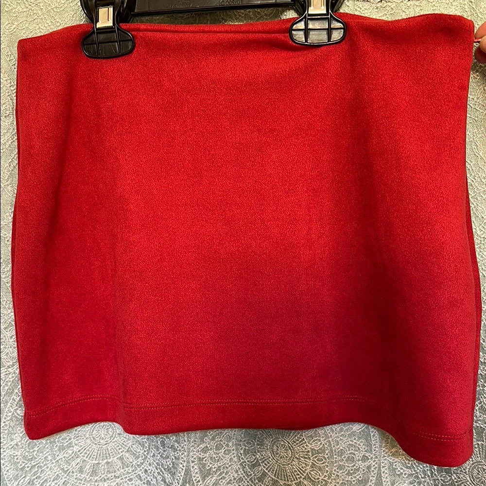 Vibrant Red Suede Skirt